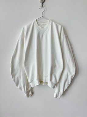 Maison Margiela Women’s Runway Collection Oversized White Curved Seam Sweatshirt